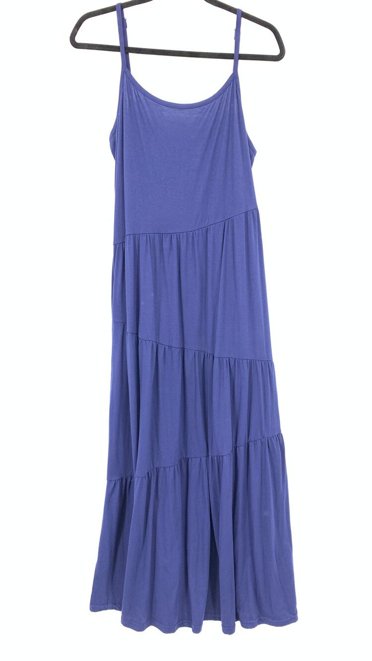 Naggoo A-Line Maxi Dress Womens Size XL Jersey Knit Tiered Blue NEW